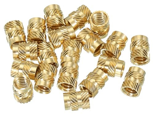 PATIKIL Threaded Inserts 1/4-20x10x8mm, 20 Pcs Brass Heat Set Insert Female Threaded Inserts Knurled Nuts Embedment Nut for Plastic and 3D Printing Components, Gold