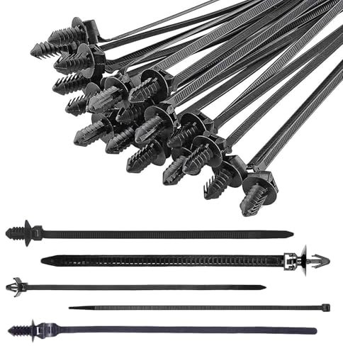 Bridas de cremallera automotrices – 160 bridas de sujeción autobloqueante, bridas de cable de montaje a presión, kit de clips de arnés de alambre, cierres de cremallera duraderos para coche,