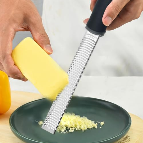 Lemon Zester Grater with Handle, Stainless Steel Zester and Cheese Grater, Citrus Zesting Tool for Lemon Lime Orange, Includes Protective Cover and Cleaning Brush