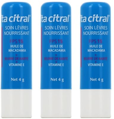 Stick Nourrissant | Réparateur, Protecteur & Adoucissant | Lèvres sèches, Abimées & Gercées | SPF 15 | Beurre de Karité, Huile de Macadamia, Huile de Coco | Lot de 3x4g