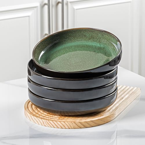 LERATIO 8.5'' Large Ceramic Pasta Bowls, 36oz Pasta Serving Bowls Set of 4 for Kitchen, Wide Bowls for Fruit,Pasta,Salad,Oatmeal,Meal, Microwave Safe, Reactive Glaze