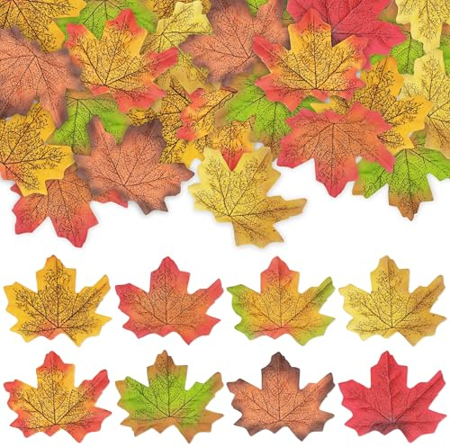 PYSEOSISE Foglie di Acero Artificiali, 400 Pezzi Foglie Autunnali Artificiali, Decorazioni Autunnali Foglie di Acero Autunnali per Matrimoni Festa del Raccolto Halloween Feste Autunnali