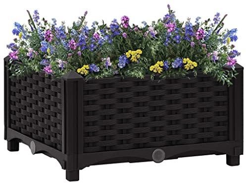 HaoChrymec Letto Rialzato per Orto 40x40x23 cm, Cassone da Giardino in Polipropilene Resistente, Fioriera da Esterno per Piante, Erbe Aromatiche e Fiori, Ideale per Balconi e Giardini