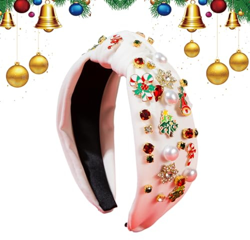 Bandeau de Noël élégant avec perles - Costume de Noël avec design décoratif - Pour mariée, fille, femme, amatrices de cosplay, réunion de, bureau, fête d'hiver