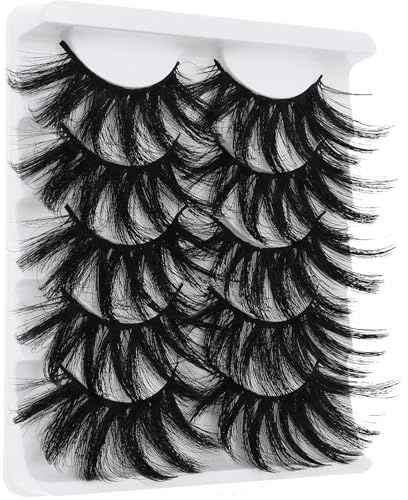 Faux cils, 5 paires de cils multicouches de 25 mm, vison artificiels dramatiques 5D, épais et moelleux 25 mm