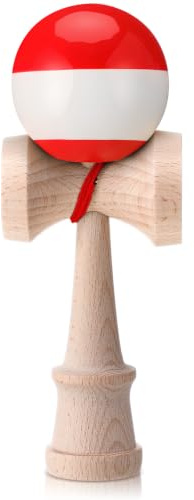 Shappy Wooden Kendama Include Extra String Mini Kendama Pocket Size for Beginners & Pros Funny Event Party Favor Gift Present Supplies(Red and White)