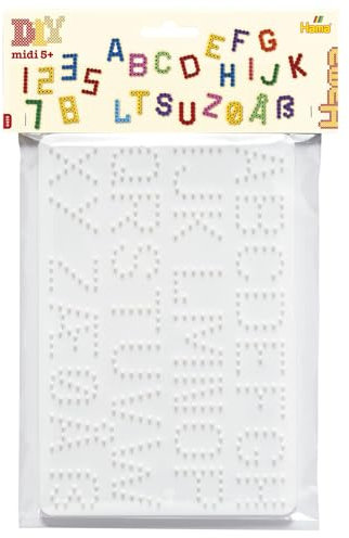 Hama Perlen 4455 Stiftplatten 2er Set für Midi Bügelperlen mit Durchmesser 5 mm, Buchstaben und Zahlen in weiß, kreativer Bastelspaß für Groß und Klein