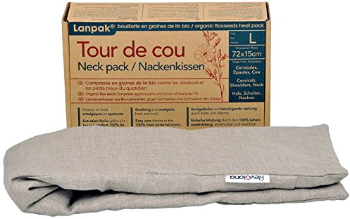 Revolana Tour de Cou Bouillotte Sèche Graines de Lin Bio 72 x 15 cm + Housse coloris Avoine