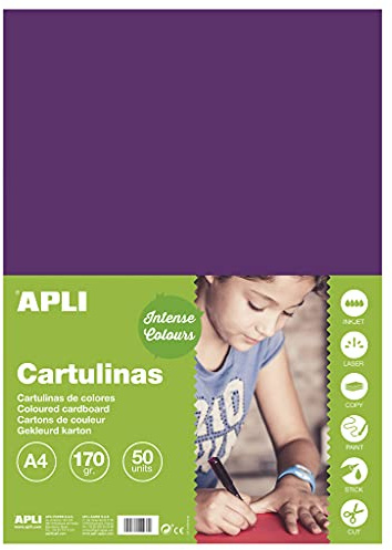 Apli - Cartoncini Colorati Set da 50 Pezzi, A4, Viola