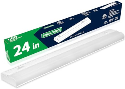 24 Inch Hardwired Under Cabinet Lights, 2 Colors - 3000K (Soft White) & 4000K (Cool White), Led Under Cabinet Lighting Hardwired, Dimmable Under Counter Lights for Kitchen, Under counter Light Fixture