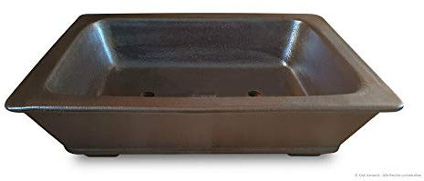K&K Keramik Bonsaischale XXL rechteckig, 62x48x15 cm Dunkelbraun-matt