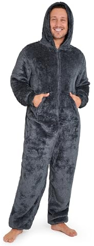 CityComfort Pijama Hombre Entero, Pijama Hombre de Una Pieza Mono con Cremallera, Pijamas Enteros de Polar para Adultos M-3XL (M, Gris Oscuro)