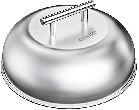 onlyfire Cloche de Cuisson pour Hamburger Cheeseburger Steak Pattys Grillage Fromage Fondu,Burger Cloche Acier Inoxydable,23 CM