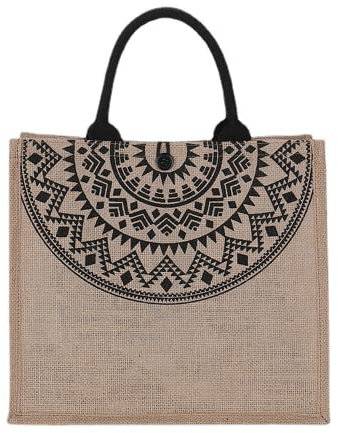 Nv Wang Jutetasche,Shopper Jute Tote Sackleinen Tasche Wiederverwendbare Tasche Zusammenklappbare Korbtasche Große Strandtasche für Wochenendausflug oder Strand, Braun