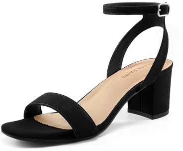 DREAM PAIRS Women's Heeled Sandals Carnival-W,Size 6W,Black-Suede,Carnival-W