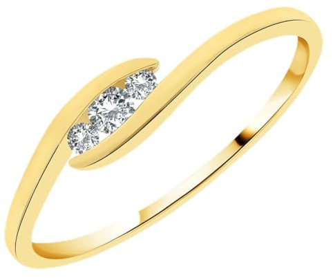 Planetys - Bague Trilogie pour Femme en Or Jaune 375/1000 sertie Diamants blancs