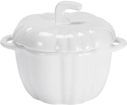 Bruntmor Kürbis-Auflaufförmchen, 170 ml, Schüssel mit Deckel, Serviertopf für Lebensmittel, Suppe, bezaubernde Keramik-Kürbisschale für Tischdekoration, schließt den Geschmack mit