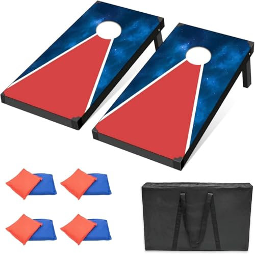 Cornhole Sets Outdoor-Spiel – 90 x 60 cm Maisloch-Sets mit Taschen, Maisloch-Spiel-Set mit 2 Cornhole-Brettern, 8 Sitzsäcken und Tragetasche, Outdoor-Wurf-Cornhole-Spiel-Set für Hof, Hinterhof,