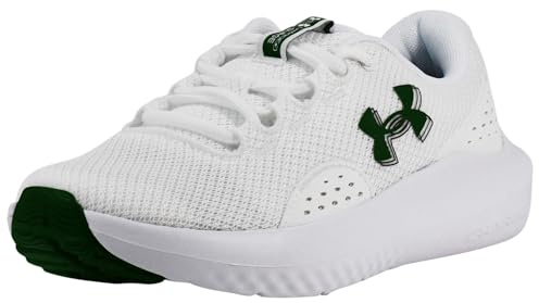 Under Armour Women's Charged Surge 4 Running Shoe, White/White/Frost Green, 8