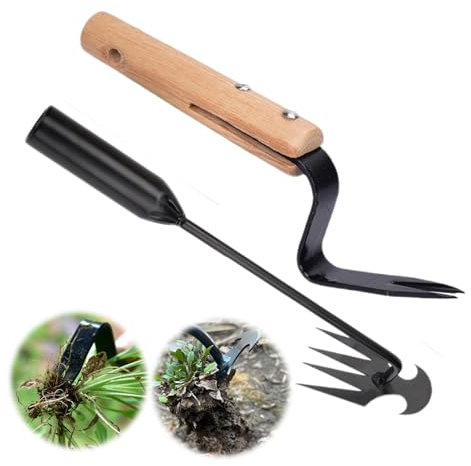mengger Desherbeur Manuel, 2 Pièces Arrache Mauvaise Herbes Jardinage Outil de Désherbage Manuel Désherbeur Manuel Désherbage en Acier Inoxydable Extracteur de Désherbage pour Le Désherbage du Jardin
