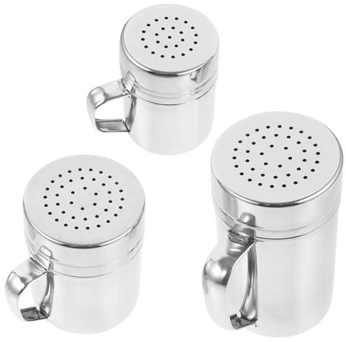 Cabilock 3piezas Espolvoreador De Polvo Inoxidable con Tapa y Asa para Cacao y Especias Utensilio De Cocina para Hornear y Decorar Postres