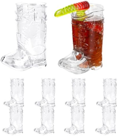 Tasses de fête avec bottes de cow-boy, tasses à boissons de cow-boy - Chopes à bière transparentes de 10 pièces Chope à bière de 1 once - Ensemble de verres à boire compacts pour bottes de cow-boy