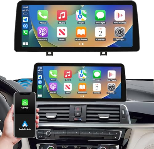 Ninetom Radio de Coche Pantalla táctil de 12,3 Pulgadas con Carplay inalámbrico y Android Auto para BMW Serie 3 F30/F31/F34/F35 2013-2016 con Sistema NBT, Soporte Mirrorlink, cámara, navegación