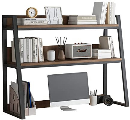 Bookshelf, Desk Shelf Stand, 2 Tier Industrial Ladder Desktop Bookshelf, Desktop Bookshelf Organizer, Desktop Bookcase For Computer Desk, Multifunctional Freestanding Storage Rack Display Shelf(B,55x3