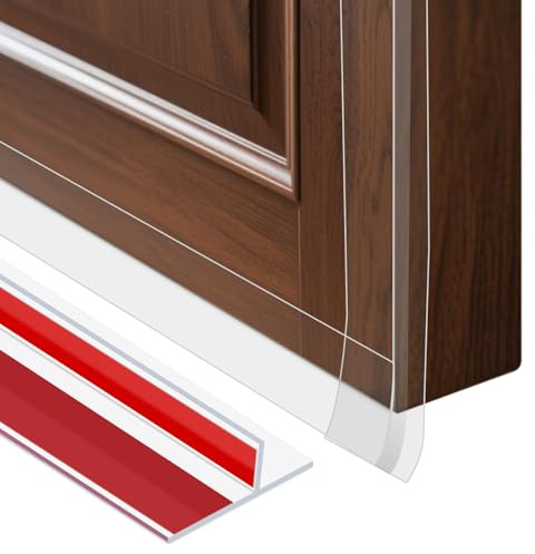 KKUOYT T Shaped Silicone Seal Door Strip Bottom 6m/19ft Shower Door Seal Strip Clear Draft Excluder for Doors for Windows Gaps, Weather Stripping Seal Strip Shower Sweep