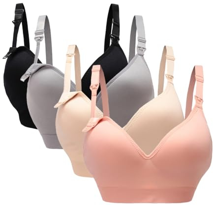 Oliaekd Behaglig sömlös gravid-BH för kvinnor (4-pack), M