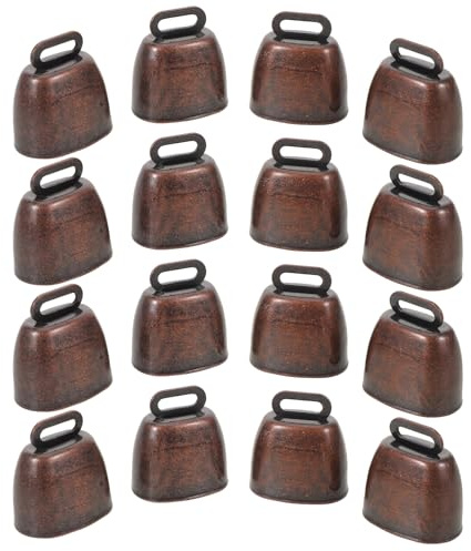 TOVINANNA 16 Pezzi Campanacci Rustici in Ferro Resistente alle Intemperie Mini Campanelli Vintage da Mucca e Capra Suono Forte per Collari Animali Accessori Artigianali per Uso Esterno e