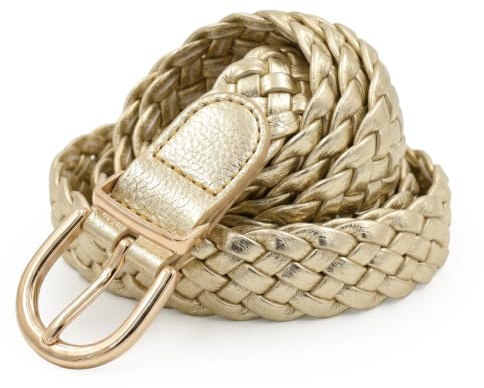 styleBREAKER Cinturón trenzado fino de mujer en piel sintética, / Dorado me