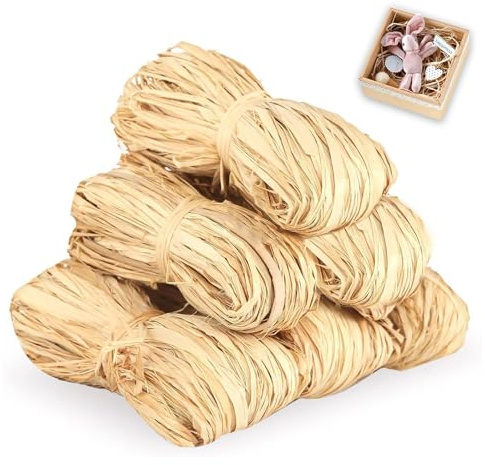 6 Pezzi Rafia Naturale, Rafia Color Naturale per Bouquet di Fioristi Rafia, Ideale per Regali, Decorazioni, Fai Da Te, Tessitura, Decorazione Floreale Da Giardino