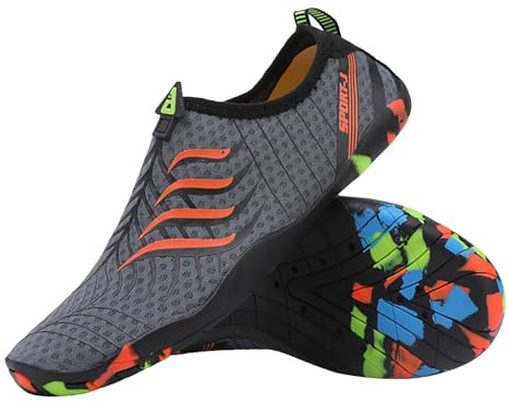 KBOPLEMQ Zapatos de baño para mujer y hombre, antideslizantes, de secado rápido, zapatos de playa de verano, transpirables, ligeros, zapatos de surf, zapatos descalzos para correr al aire libre, O