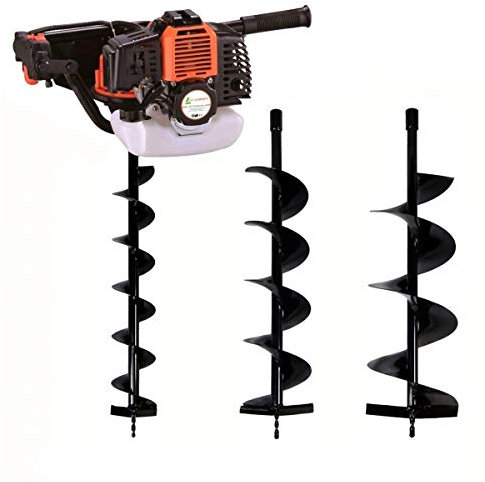 GT Garden Tarière Thermique 52 cm3-3 CV + Lot de 3 mèches (100, 150 et 200 mm)