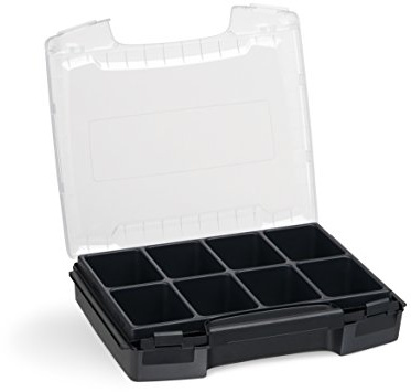 Boîte de rangement en plastique - i-BOXX (noir) avec 8 compartiments - Idéal pour i-BOXX RACK & LS-BOXX - Boîtes de tri idéales pour les petites pièces