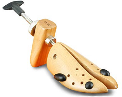 Langer & Messmer Schuhdehner für Herren gegen drückende Schuhe - gefertigt aus massivem Buchenholz und Mechanik aus Metall - Dehnt in Weite und Länge inkl. Lederdehnerspray 50ml