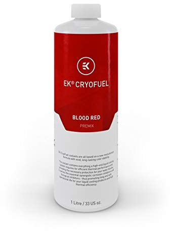 EK-CryoFuel Blood Red Premix Coolant 1000mL for PC Water Cooling Systems, Ready-to-Use Liquid Cooling Fluid with Corrosion Protection