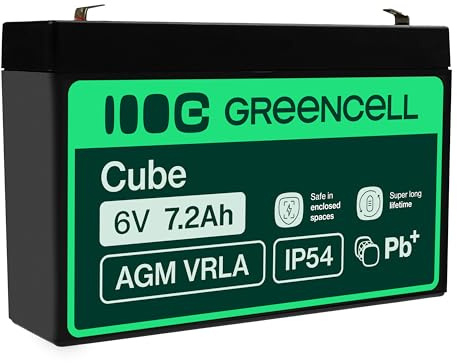 Green Cell® AGM 6V 7.2Ah Battery VRLA Lead Battery Replacement Battery Gel Battery Cycle Proof Unmannt Toy Electric Toy Alarm Emergency Power Children's Vehicles Children's Quad