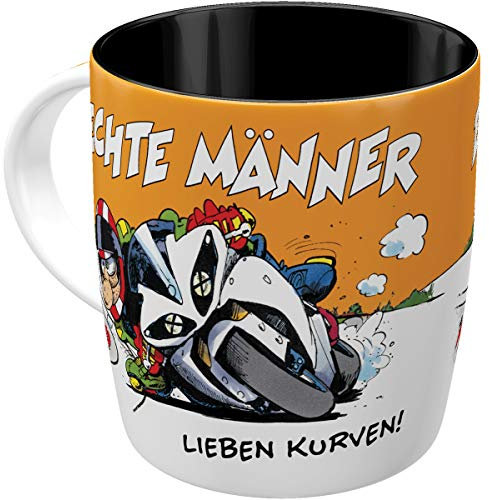 Nostalgic-Art MOTOmania Tasse à café rétro 330 ml – Courbes – Idée de cadeau pour motard – Produit original sous licence (OLP), tasse en céramique pour café, design vintage avec dicton, décoration