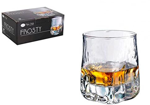 Set de 6 vasos de cristal 33 cl, modelo frosty, juego de vasos con base gruesa para licores, cócteles, vino, cerveza, bar, restaurante, aptos para lavavajillas