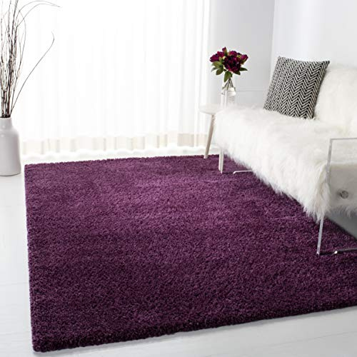 SAFAVIEH Tapis Shag pour Salon, Salle à Manger, Chambre à Coucher - August Shag Collection, Tapis à Poil Court, Mauve, 122 X 122 cm