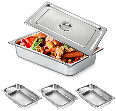 SHZICMY Chafing Dish 4 STK rostfritt stål varmhållningsbehållare stekpannor för matvärmare varmhållningsbehållare chafing dishes för catering, buffé och fest 20 x 30 x 4 tum