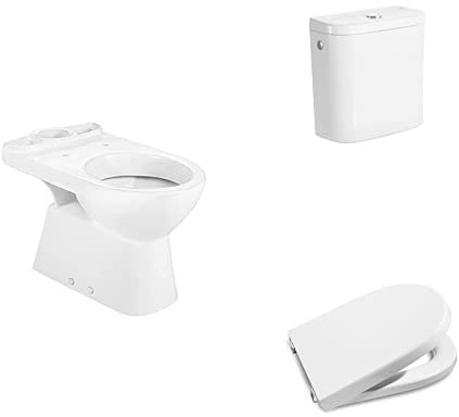 Roca,Access,Inodoro completo con salida vertical para movilidad reducida (incluye taza, cisterna de alimentación lateral y tapa y aro cerrado)