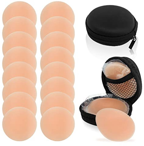 TSHAOUN 8 Paires Cache Teton en Silicone, Cache-tétons Réutilisable Auto-adhésif Ronde Nipple Cover Etanche Confortable, Couvre Seins Mamelons Invisibles étanches, Ultra DouxCache Tetons Femme (Ronde)