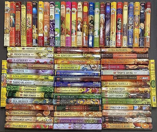 A1SONIC Assorted 15 Boxes HEM Incense Selection 300 Sticks Pack with Incense holder