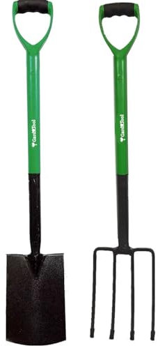 GardNTool 2 Piece Carbon Steel Fork and Spade Digging Set for Garden and Lawn Versatile Tools for Gardeners Strong Tough and Durable Metal