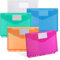 DATEFUN Pochette Plastique A4 Tridimensionnelle 10pcs - Transparente Imperméable Avec 11 Trous et Etiquette - Porte Vue Réutilisable pour Documents, Papier, Cartes (5 Couleurs)
