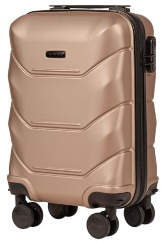 Wings Harschalen Koffer | Leicht Reisekoffer Trolley | Hard Shell Rollkoffer mit Schloss und Rollen (Golden, 51,5x33,5x19)