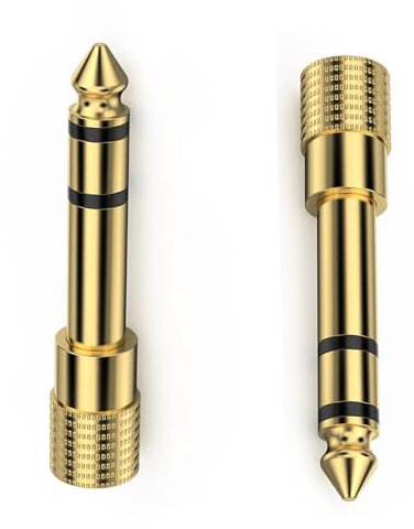 DWPVT 2 Pack Audio Adapter Head Gold Plated 6.35mm (1/4 Inch) Male To 3.5mm (1/8 Inch) Female, Audio Stereo TRS Converter Adapters, For Aux Cable, Guitar Amplifier, And Headphone